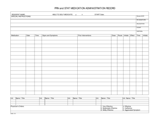 Document preview: Prn and Stat Medication Administration Record - Utah