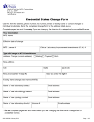 DOH Form 505-089 Credential Status Change Form - Washington