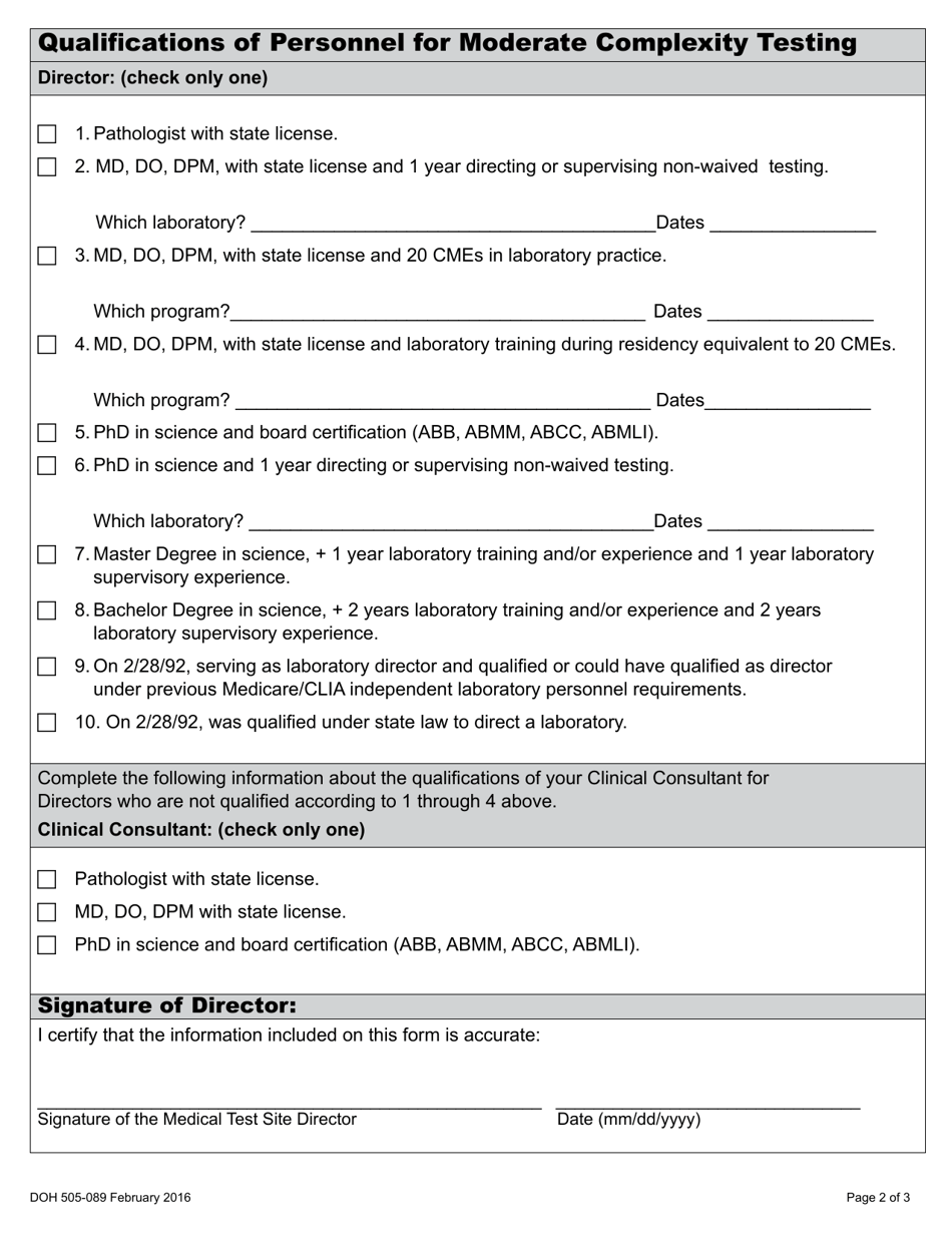 DOH Form 505-089 Credential Status Change Form - Washington, Page 2