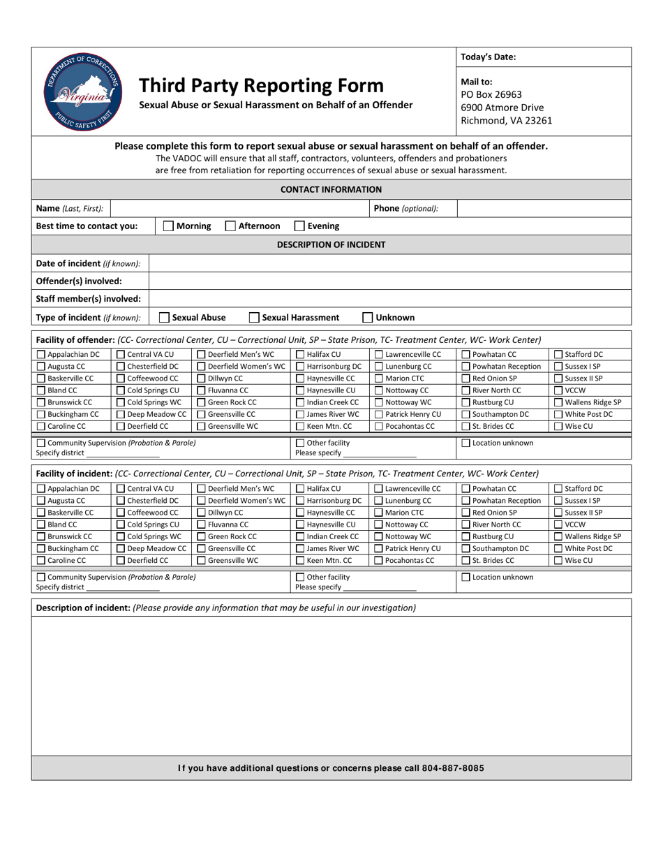 Virginia Third Party Reporting Form Fill Out, Sign Online and Download PDF Templateroller