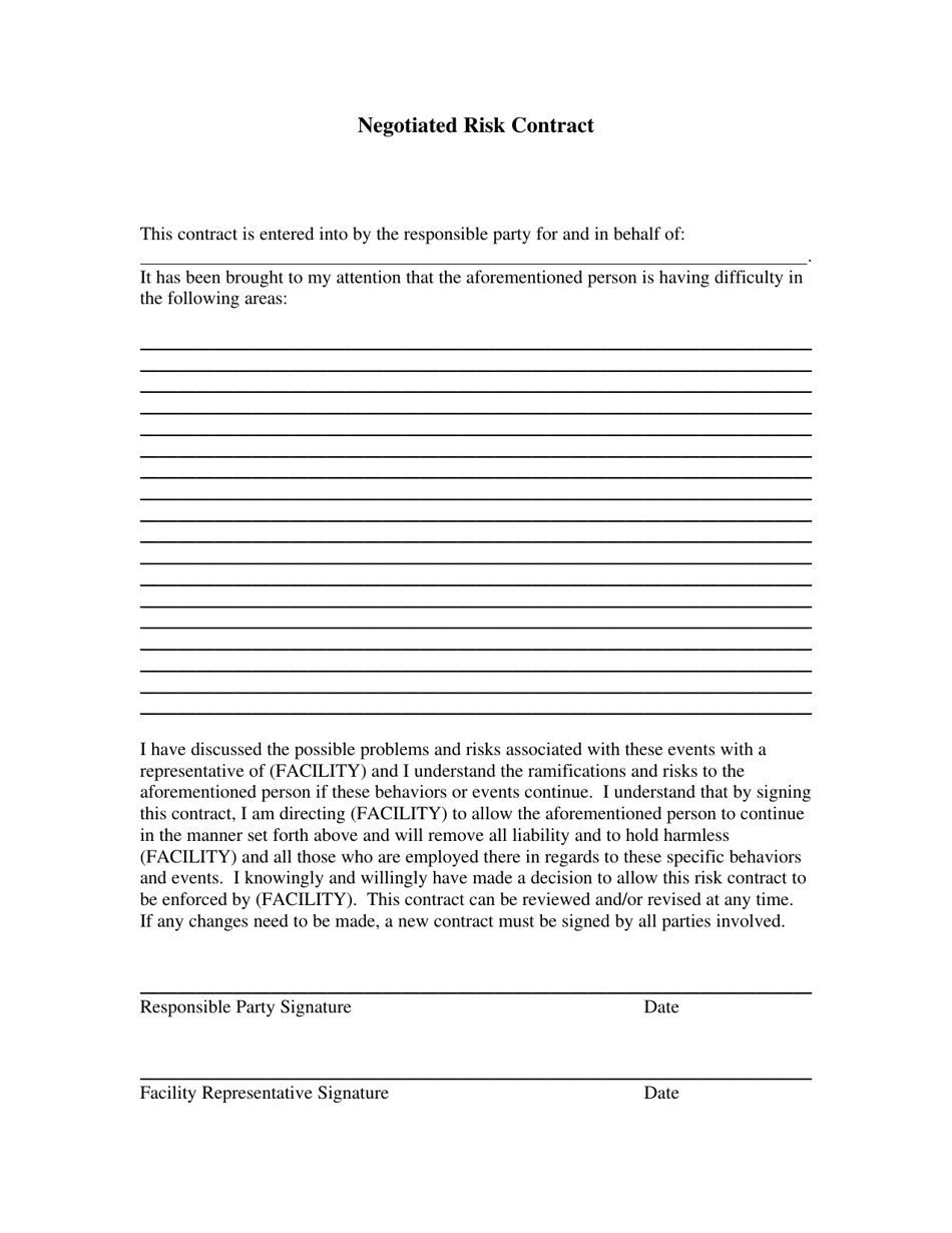 Negotiated Risk Contract - Utah, Page 1