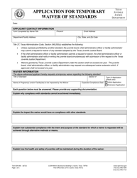 Document preview: Form TJJD-GEN-001 Application for Temporary Waiver of Standards - Texas