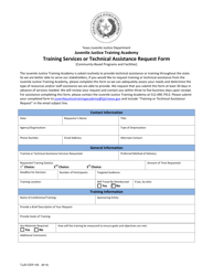 Document preview: Form TJJD-CER-150 Training Services or Technical Assistance Request Form - Texas