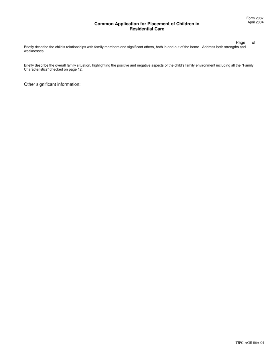 Form TJPC-AGE-06A-04 (2087) Interagency Application for Placement (Iap) - Texas, Page 13