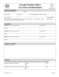 Form TJJD-FRM-002 Juvenile Probation Officer Use of Force Incident Report - Texas, Page 2