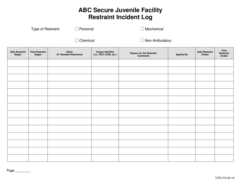 Form TJPCFS0310 Fill Out, Sign Online and Download Printable PDF