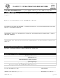 Form TJJD-IVE-355 Placement Information/Discharge Form (Pid) - Texas, Page 2