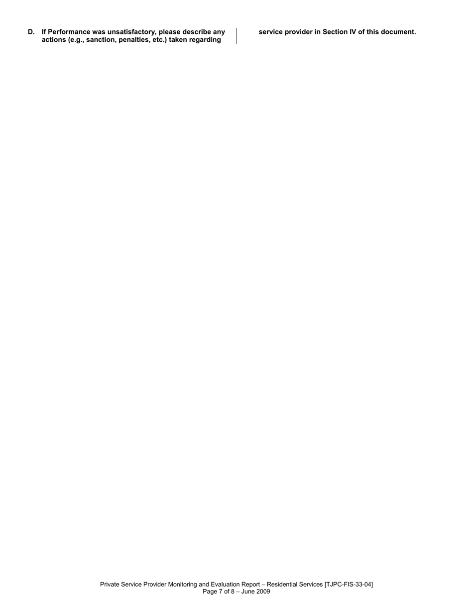 Form TJPC-FIS-33-04 Private Service Provider Contractual Monitoring and Evaluation Report - Texas, Page 7