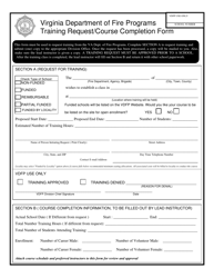 Document preview: Training Request/Course Completion Form - Virginia