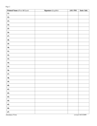 Daily Attendance Sheet - Virginia, Page 2