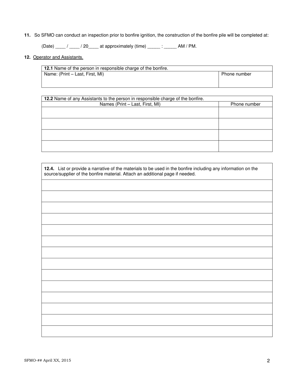 Application for Bonfire Permit on State-Owned Property - Virginia, Page 2