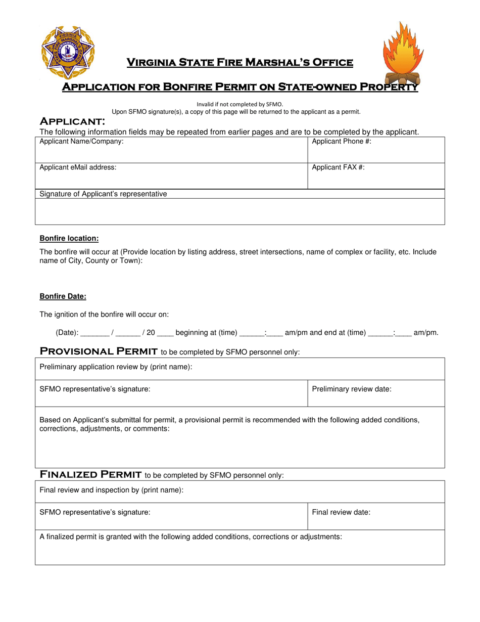 Application for Bonfire Permit on State-Owned Property - Virginia, Page 4