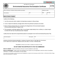 Document preview: Form TC-721E Environmental Assurance Fee Exemption Certificate - Utah