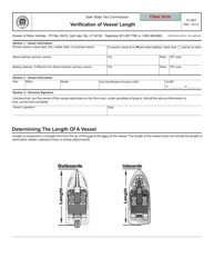 Document preview: Form TC-897 Verification of Vessel Length - Utah