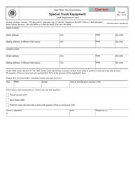Document preview: Form TC-845 Special Truck Equipment (Half Registration Fees) - Utah
