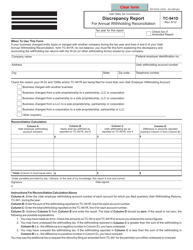 Document preview: Form TC-941D Discrepancy Report for Annual Withholding Reconciliation - Utah