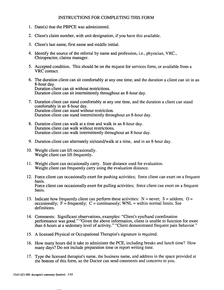 Form F245-023-000 Performance Based Physical Capacities Evaluation - Washington, Page 4