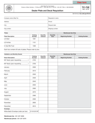 Document preview: Form TC-72E Dealer Plate and Decal Requisition - Utah