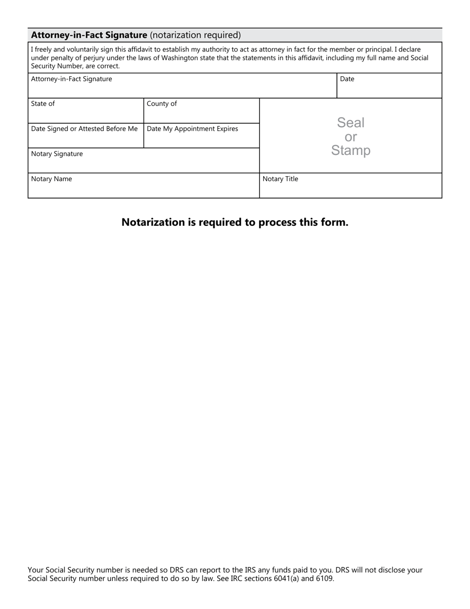 Form DRS MS265 Affidavit of Attorney in Fact - Washington, Page 2