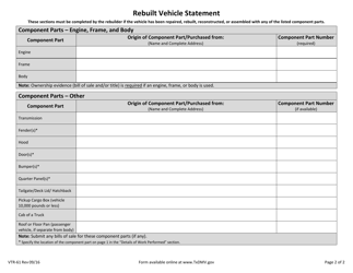 Form VTR-61 Rebuilt Vehicle Statement - Texas, Page 2