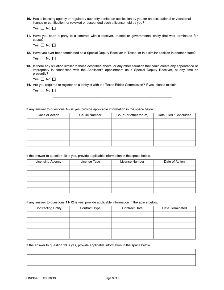 Form FIN245A Attachment 1A Application Form (Legal Entities) - Texas, Page 3