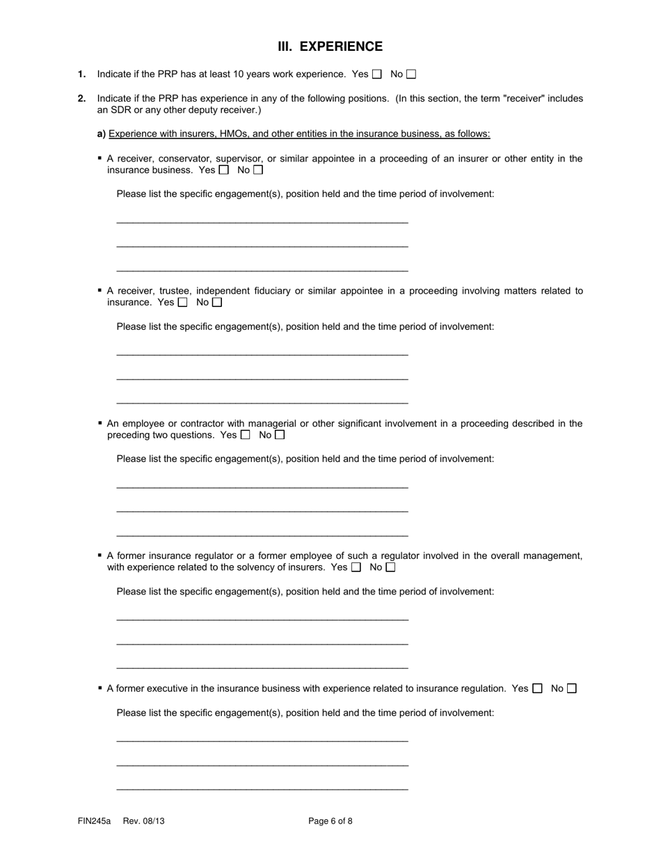 Form FIN245A Attachment 1A Application Form (Legal Entities) - Texas, Page 6