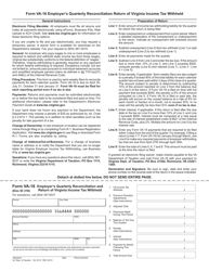 Document preview: Form VA-16 Employer's Quarterly Reconciliation and Return of Virginia Income Tax Withheld - Virginia