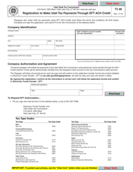 Form TC-86 &quot;Registration to Make Utah Tax Payments Through Eft ACH Credit&quot; - Utah
