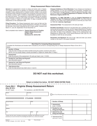 Document preview: Form SH-1 Virginia Sheep Assessment Return - Virginia