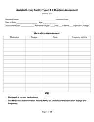 Document preview: Assisted Living Facility Type I & II Resident Assessment - Utah