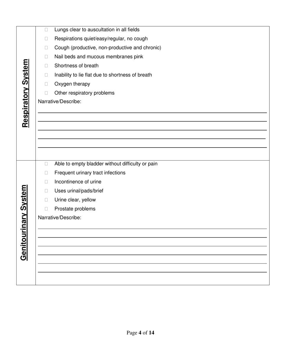 Assisted Living Facility Type I  II Resident Assessment - Utah, Page 4