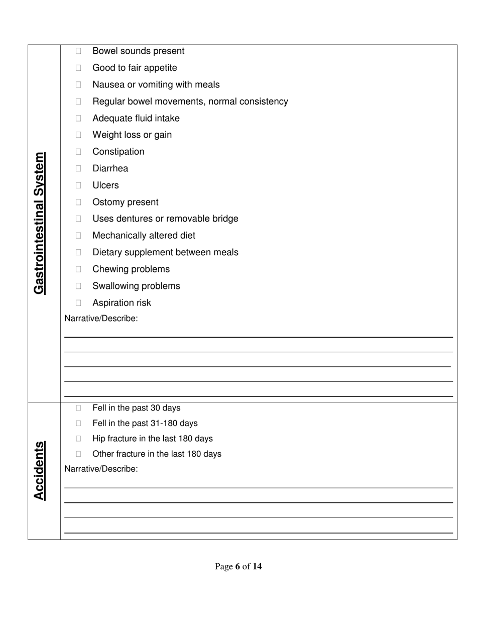 Assisted Living Facility Type I  II Resident Assessment - Utah, Page 6
