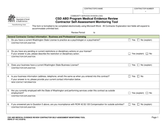 DSHS Form 27-143 Csd Abd Medical Evidence Review Contractor Self-assessment Monitoring Tool - Washington, Page 2