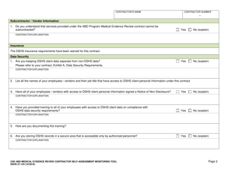 DSHS Form 27-143 Csd Abd Medical Evidence Review Contractor Self-assessment Monitoring Tool - Washington, Page 3