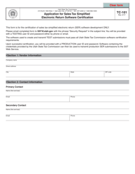 Document preview: Form TC-101 Application for Sales Tax Simplified Electronic Return Software Certification - Utah