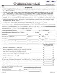 Form RV-R0001702 (INH302) State Inheritance Tax Return (Short Form) - Tennessee