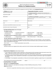 Document preview: Form TC-738 Petition for Redetermination - Utah