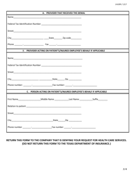 Form LHL009 Request for a Review by an Independent Review Organization (Iro) - Texas, Page 3