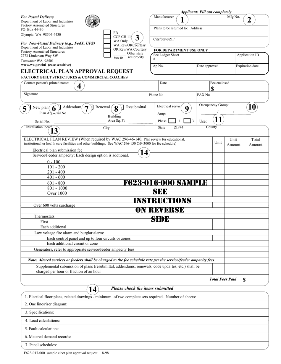 Form F623-017-000 Panel Load Calculation - Washington, Page 5