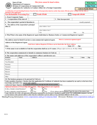 Document preview: Application for Authority to Conduct Affairs for a Foreign Corporation - Utah