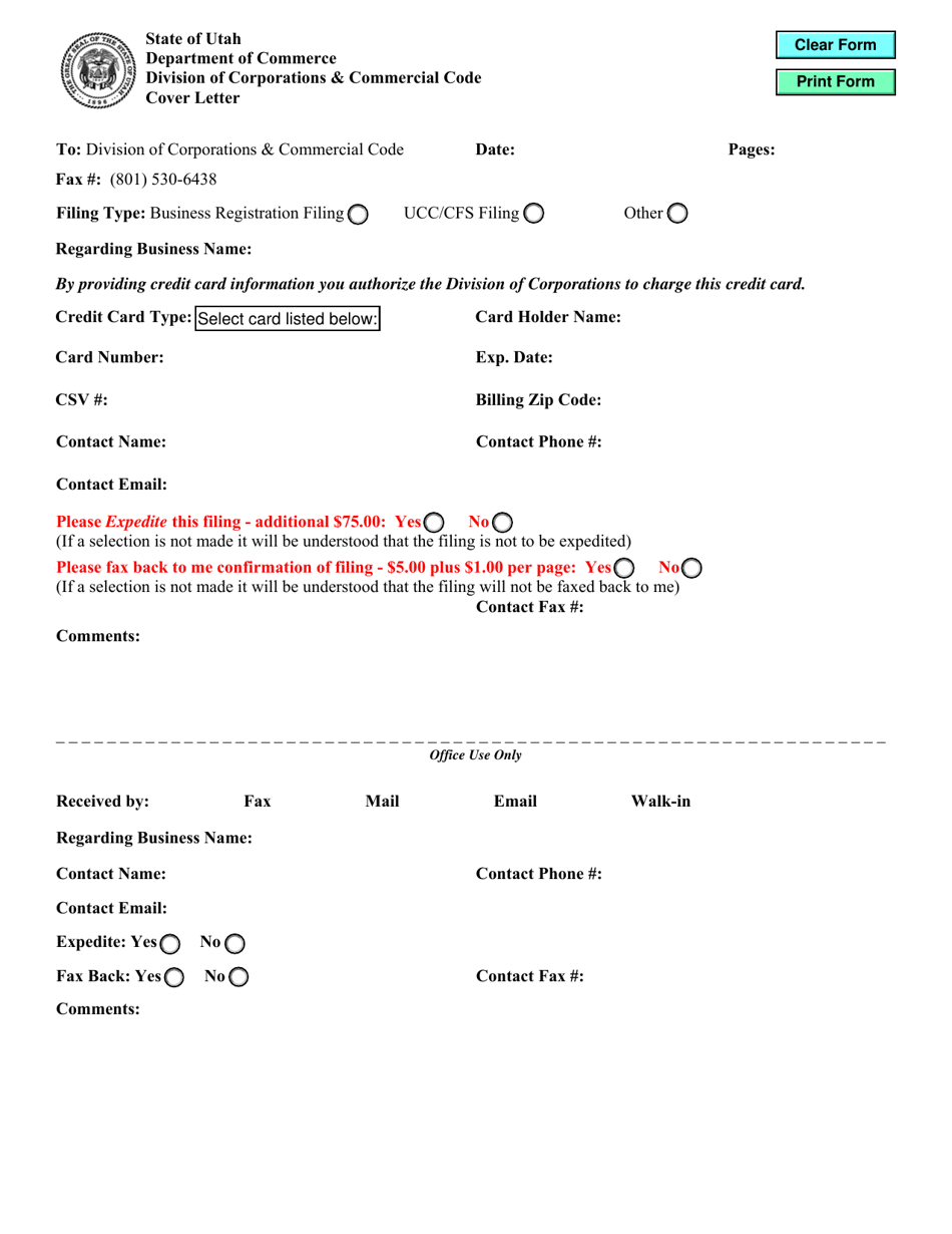 Cover Letter - Utah, Page 1