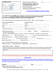 Document preview: Application for Permit to Install Boilers - Rhode Island
