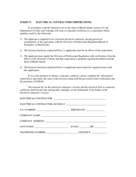 Document preview: Electrical Contractor/Corporations Application - Rhode Island