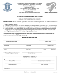 Document preview: Operator Trainee License Application - Rhode Island