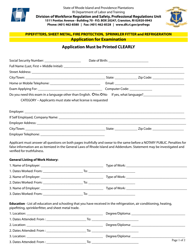 Pipefitters, Sheet Metal, Fire Protection, Sprinkler Fitter and Refrigeration Application for Examination - Rhode Island, Page 4
