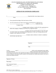 Document preview: Affidavit of Continued Compliance - Rhode Island