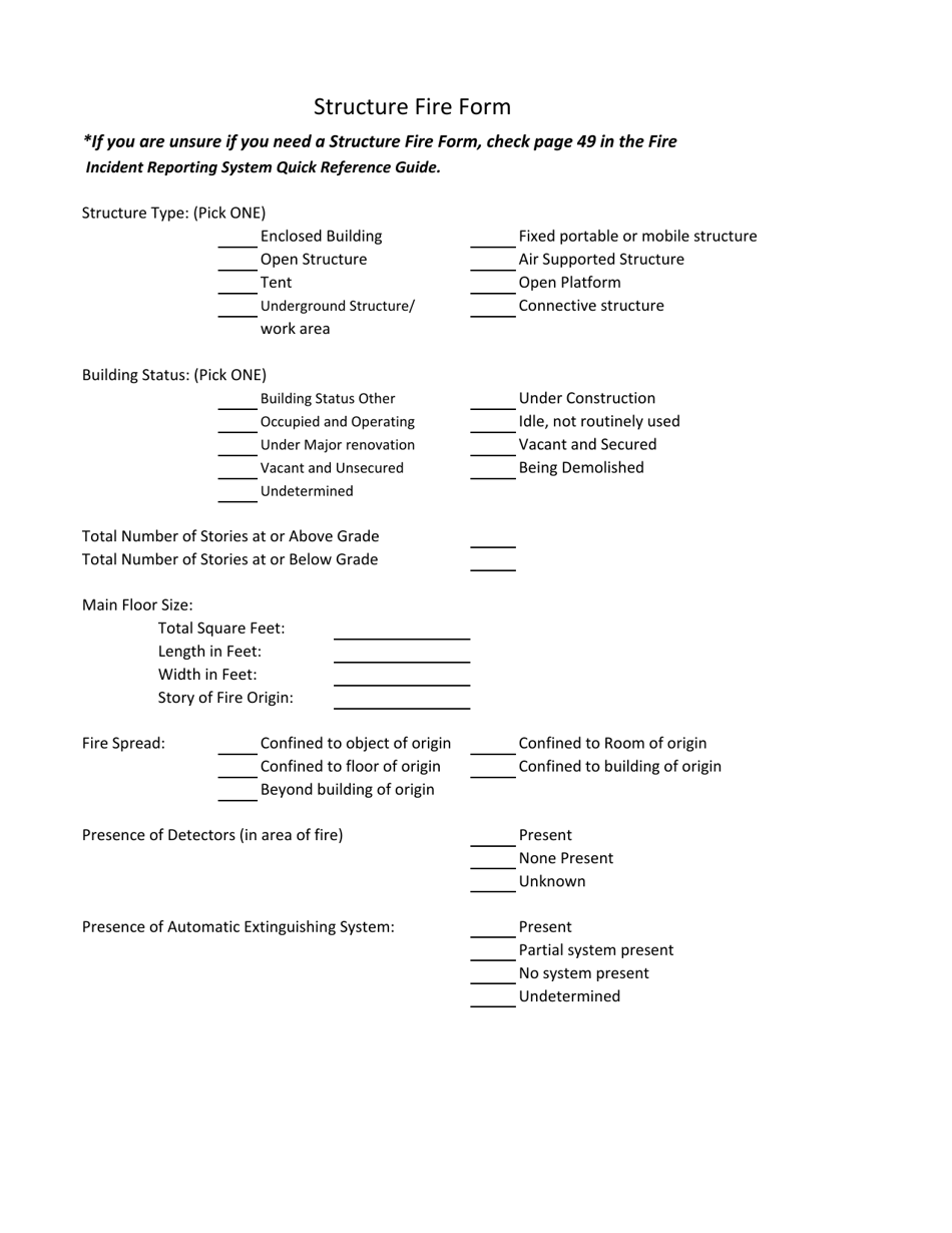 South Dakota Structure Fire Form Fill Out, Sign Online and Download