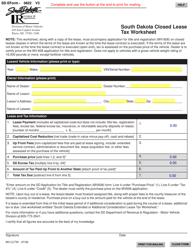 Document preview: SD Form 0822 (MV-CLTW) South Dakota Closed Lease Tax Worksheet - South Dakota
