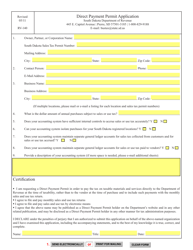 Form RV-140 (SD Form 1774) Direct Payment Permit Application - South Dakota, Page 3