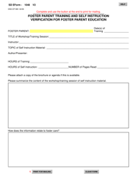 Document preview: Form DSS-CP-565 (SD Form 1048) Foster Parent Training and Self Instruction Verification for Foster Parent Education - South Dakota